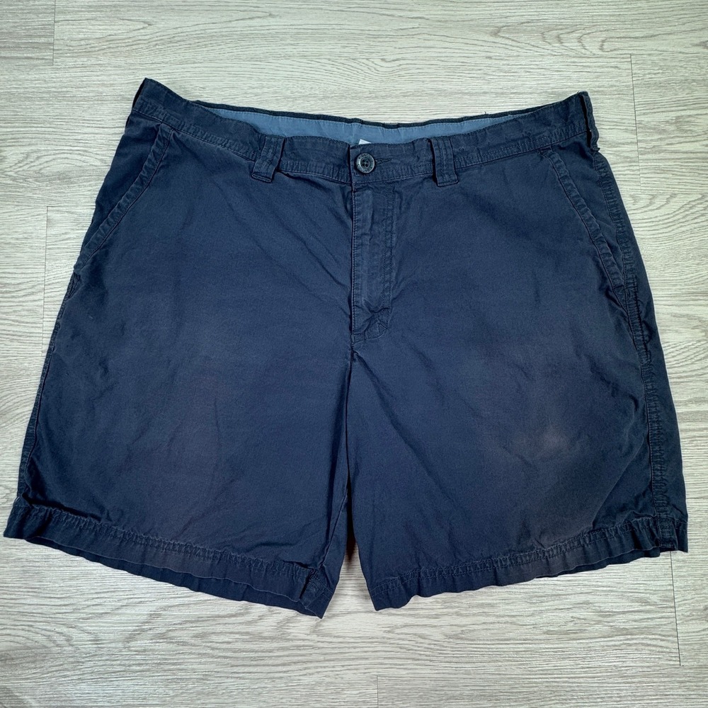 Columbia Men's Shorts Chino Flat Front Navy Blue 36 Cotton Casual Outdoor Hiking